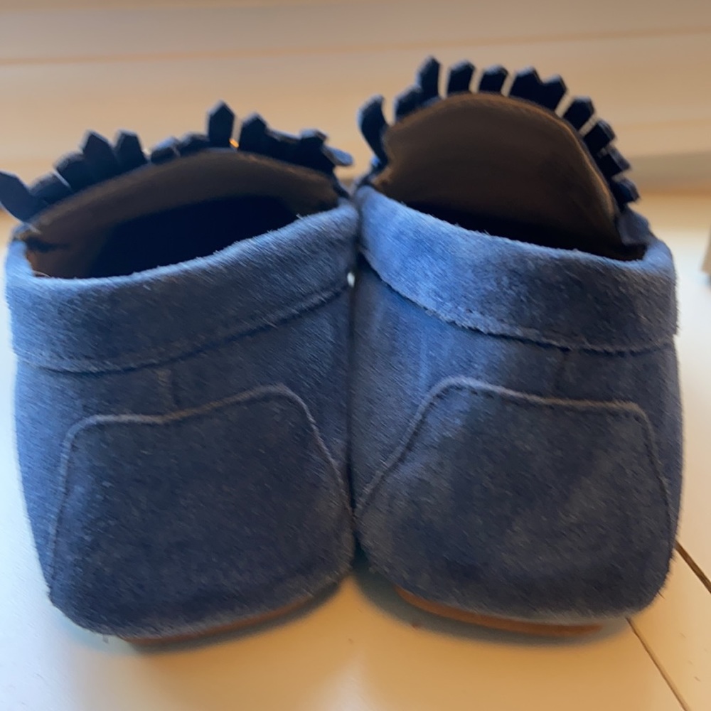 Tory Burch Blue Suede Grosgrain T Loafer Size 6.5 - Picture 4 of 6